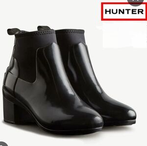 [NEW] HUNTER Black Glossy classic ankle rainboot NWOT